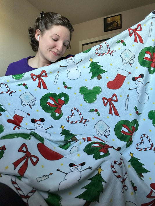 Hand-drawn Christmas Mouse Blanket